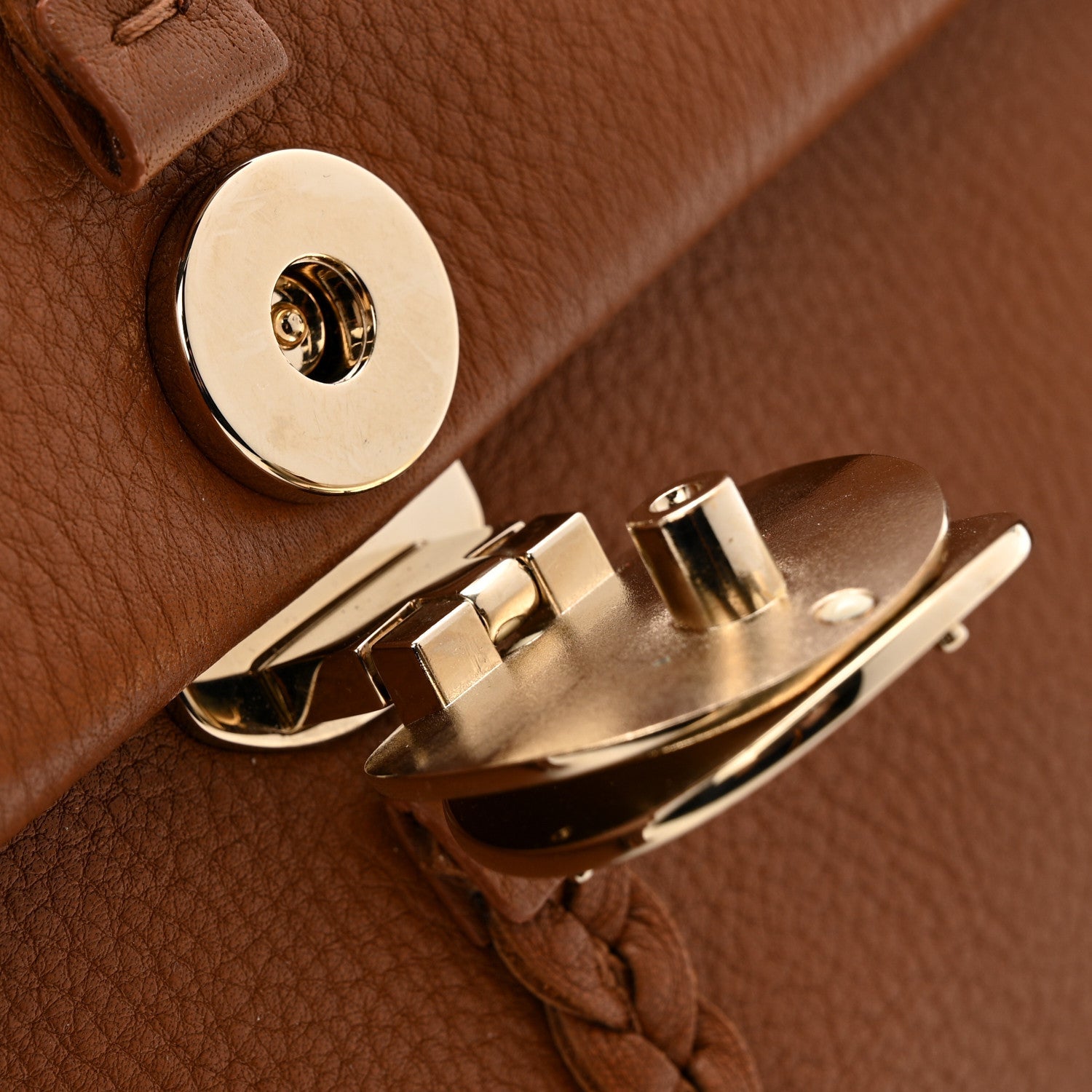 Grained Calfskin Large Penelope Shoulder Bag Caramel