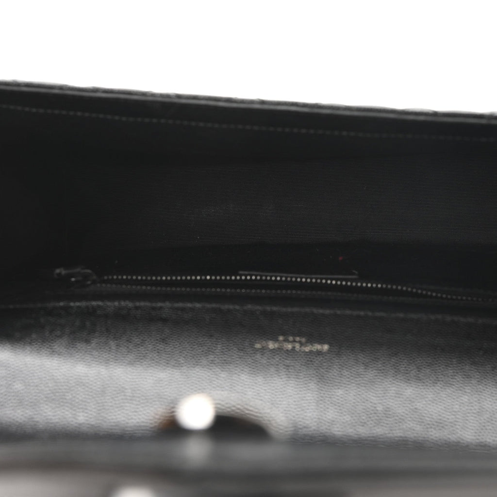 Grain De Poudre Textured Mixed Matelasse Large Triquilt Monogram Monochrome Satchel Black