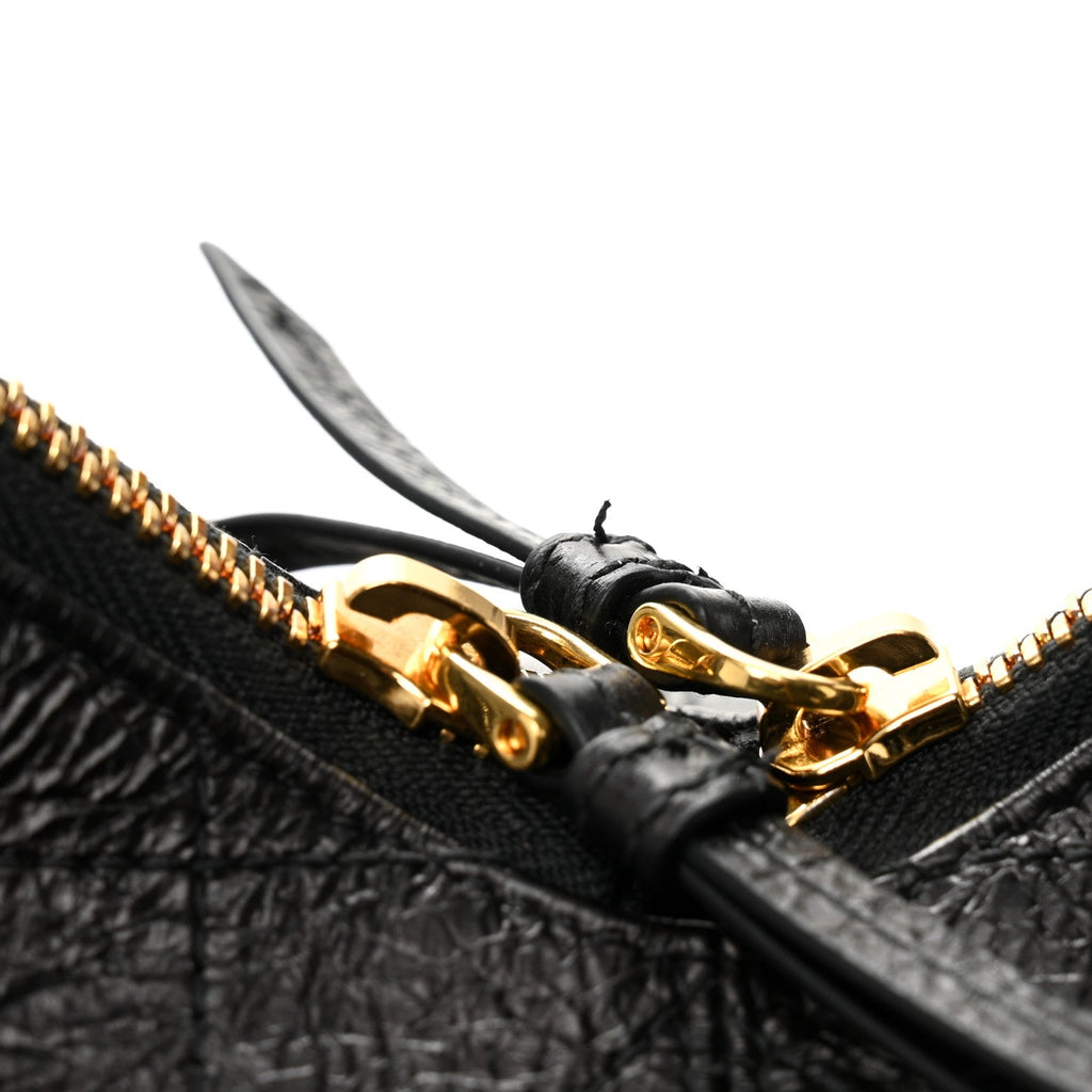 Crinkled Calfskin Macrocannage Large Voyage Bag Black