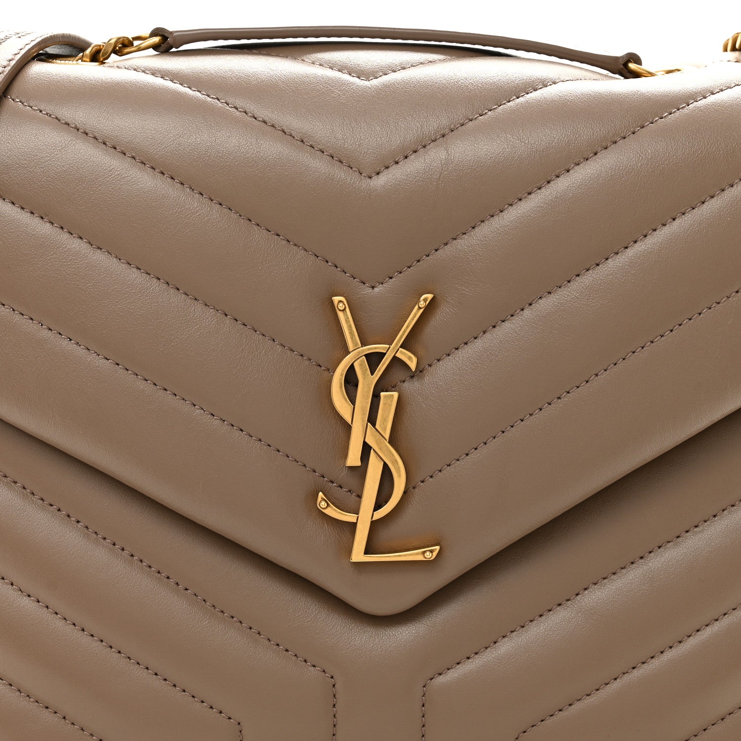 Calfskin Y Quilted Monogram Medium Loulou Chain Satchel Dark Beige