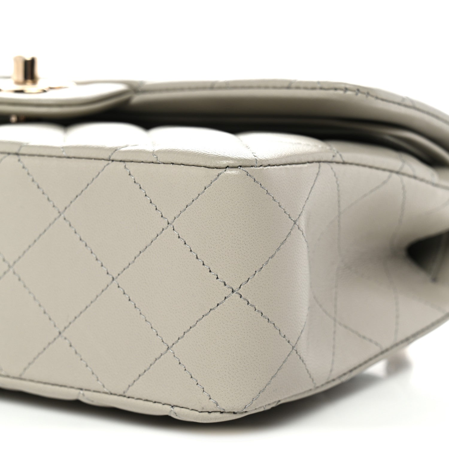 Lambskin Quilted Small Double Flap Grey
