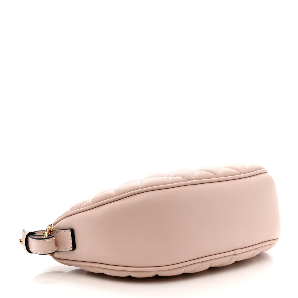 Nappa Quilted La Medusa Half Moon Crossbody Light Pink