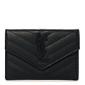 Grain De Poudre Matelasse Chevron Small Monochrome Monogram Envelope Wallet Black