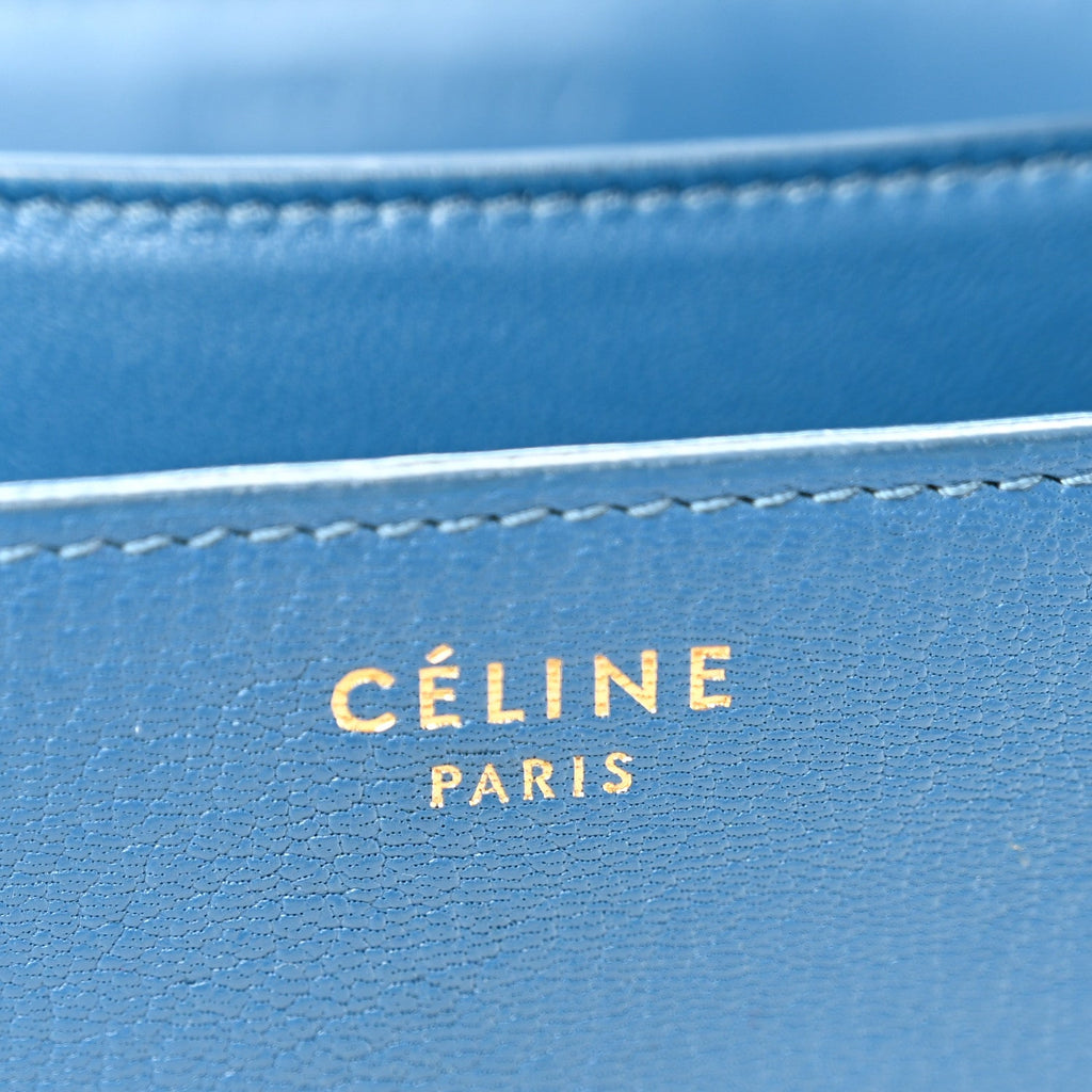Goatskin Calfskin Medium Classic Box Flap Bag Deepsea