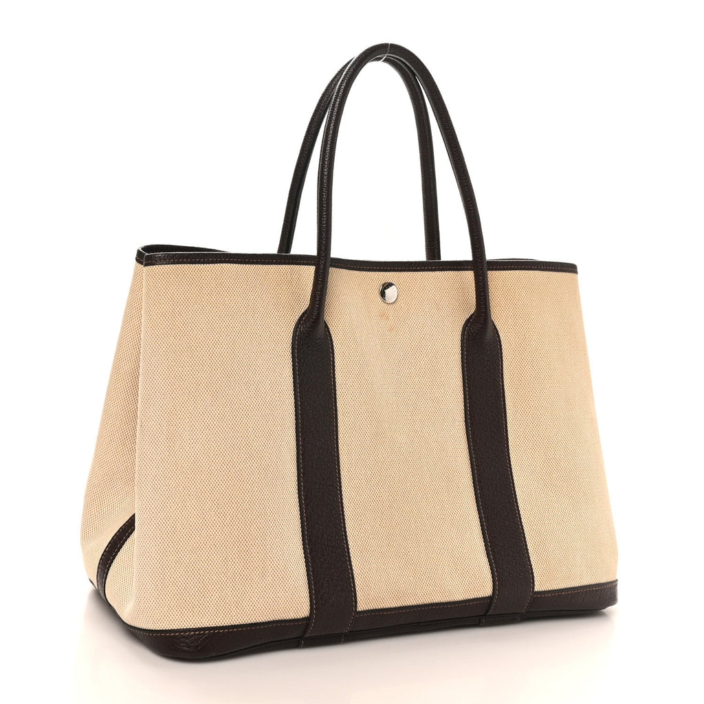 Toile Buffle Gala Garden Party Tote 36 MM Marron Fonce