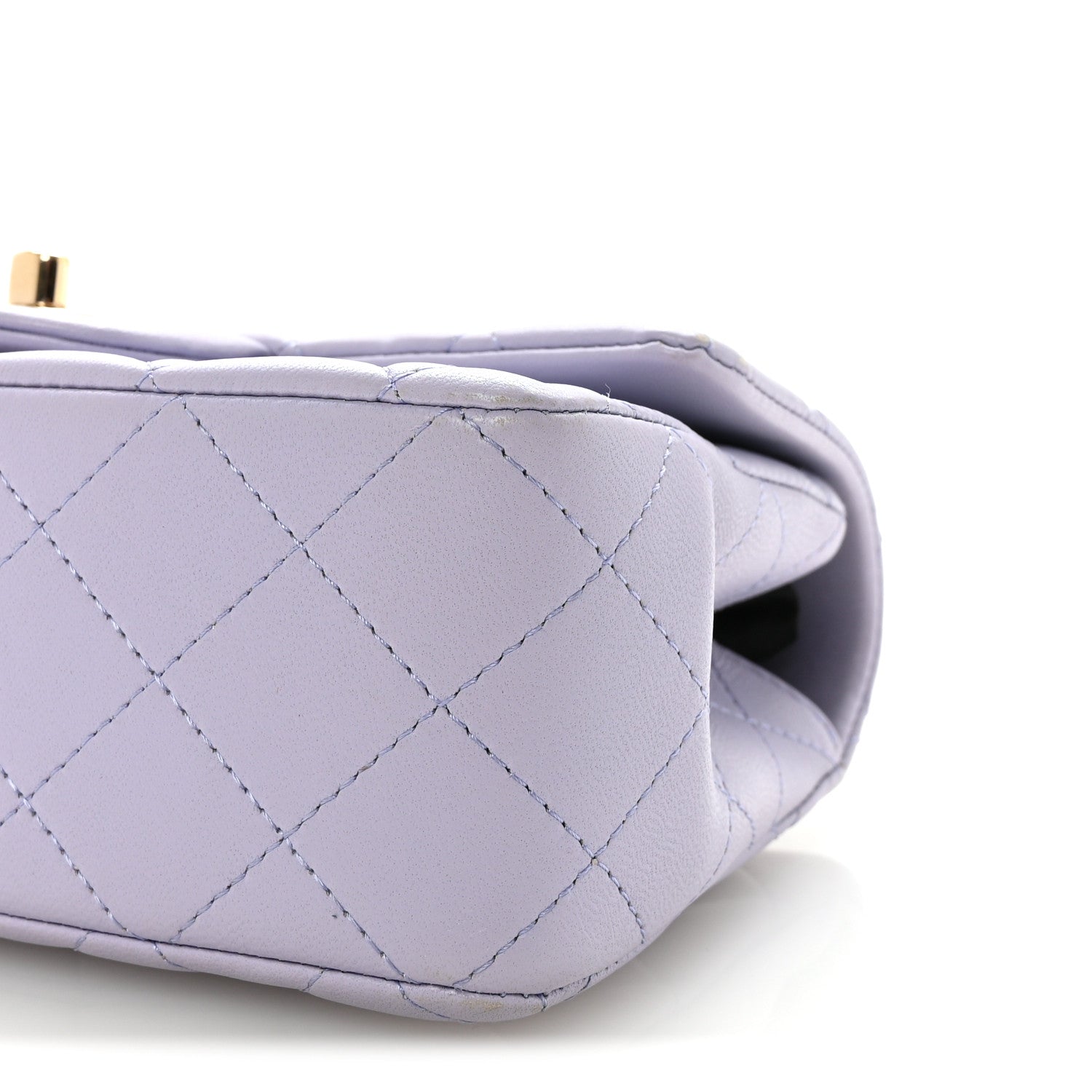 Lambskin Quilted Mini Top Handle Rectangular Flap Light Purple