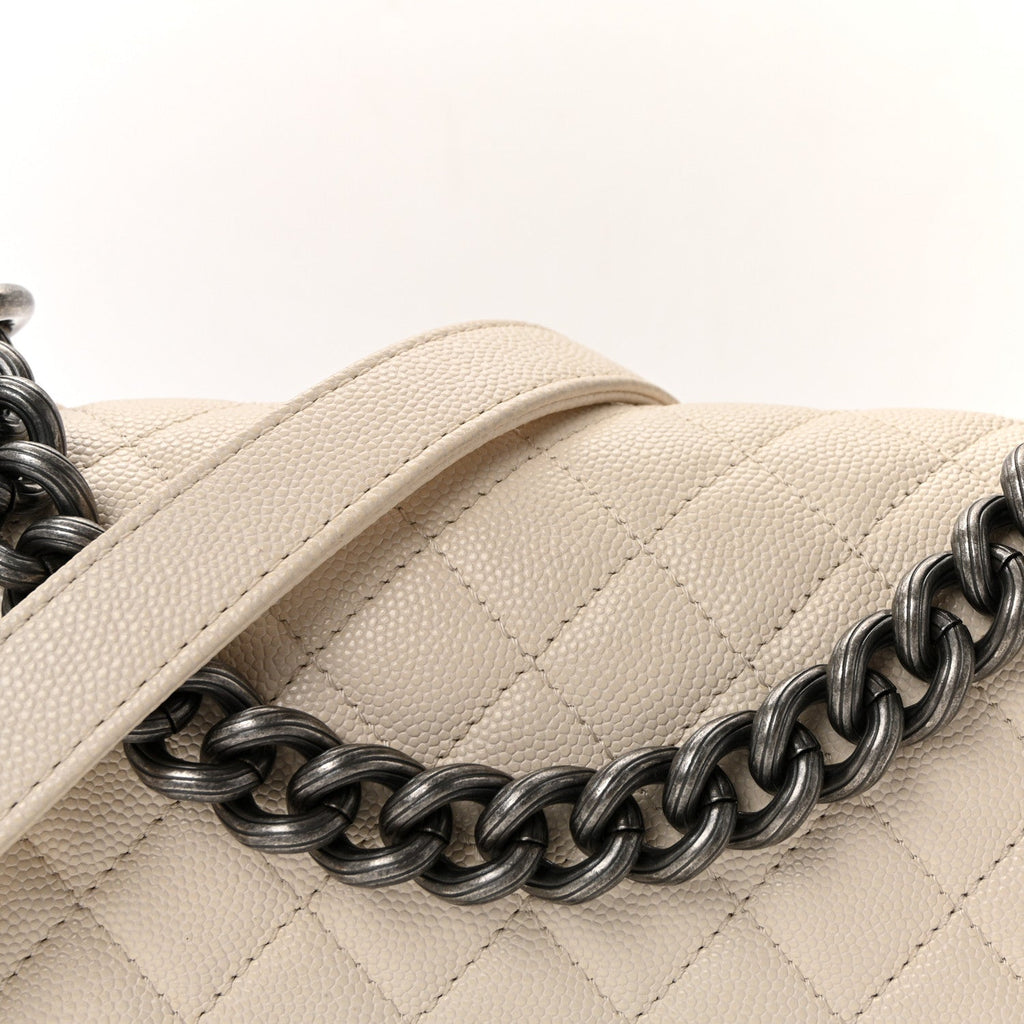 Caviar Quilted Small Boy Flap White