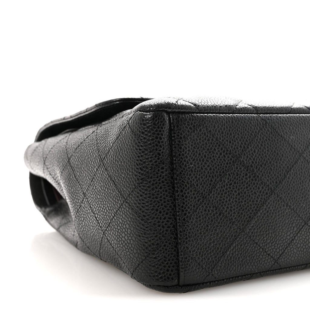 Caviar Quilted Maxi Double Flap Black