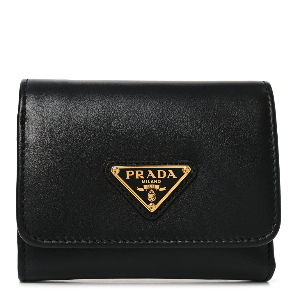 Metal Tri-Fold Compact Wallet Black