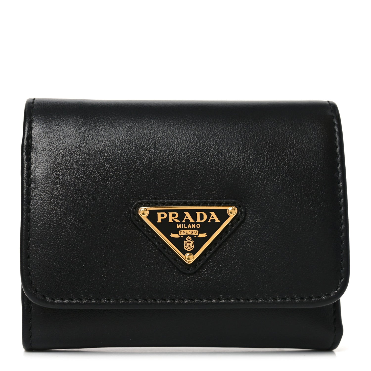 Metal Tri-Fold Compact Wallet Black