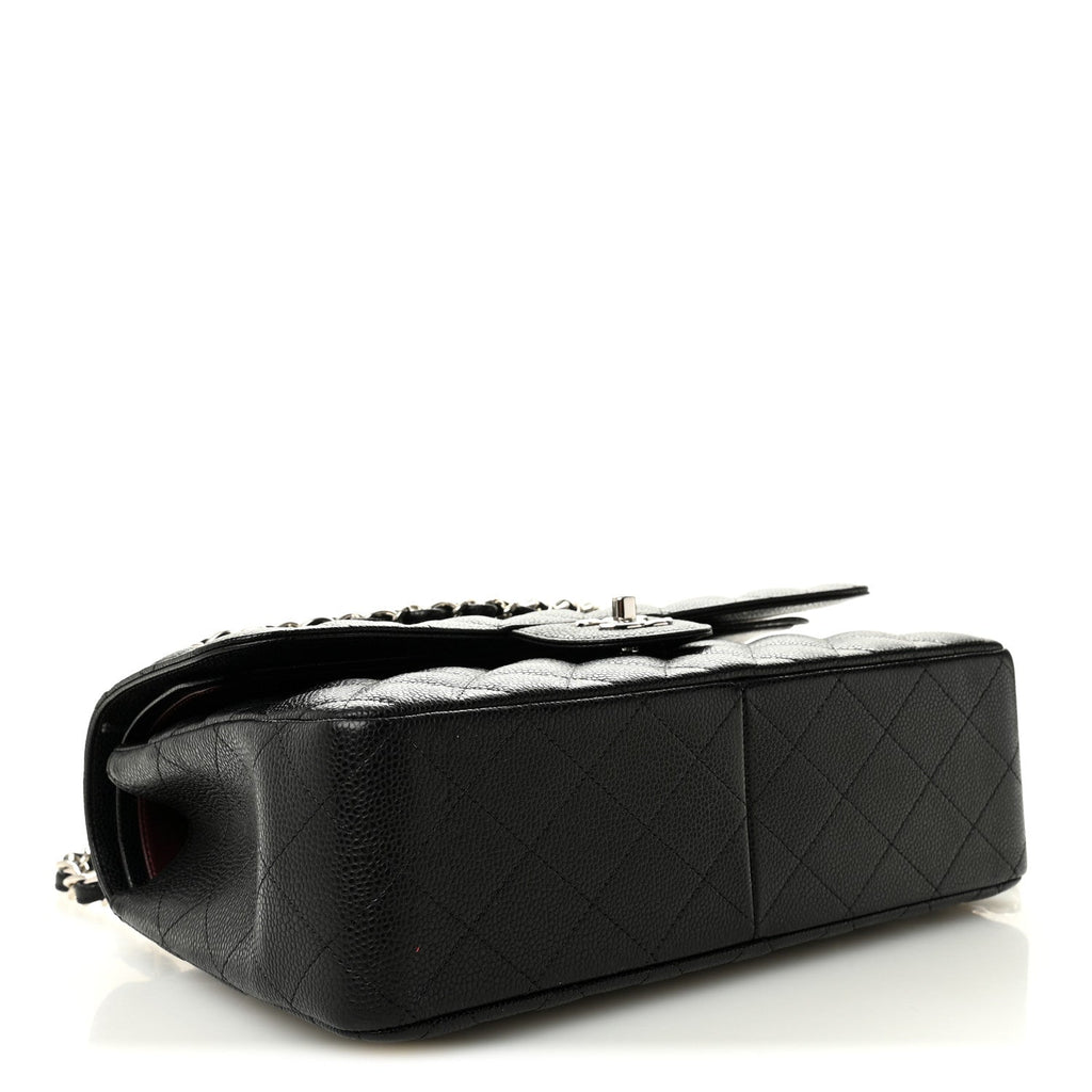 Caviar Quilted Jumbo Double Flap Black
