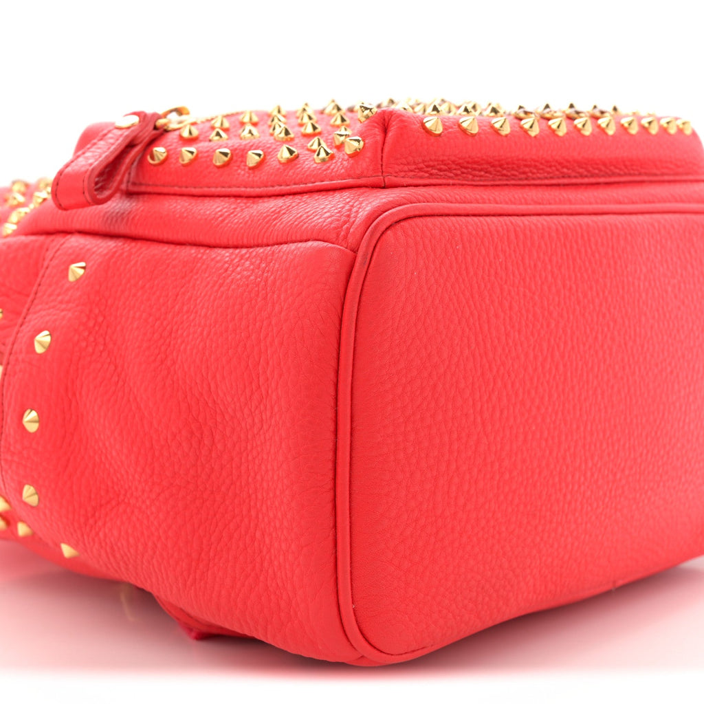 Grainy Lambskin Crystal Studded Small Stark Backpack Red
