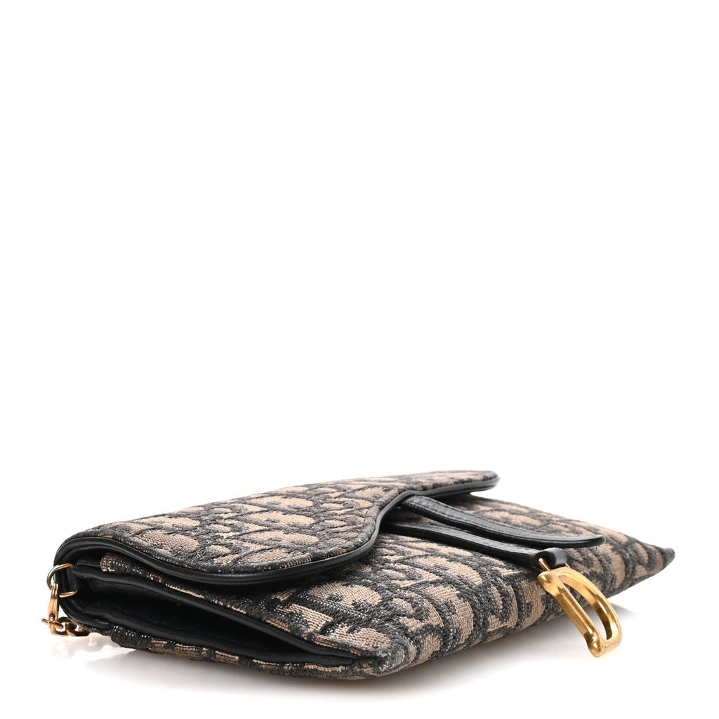 Oblique Saddle Chain Long Wallet  Blue