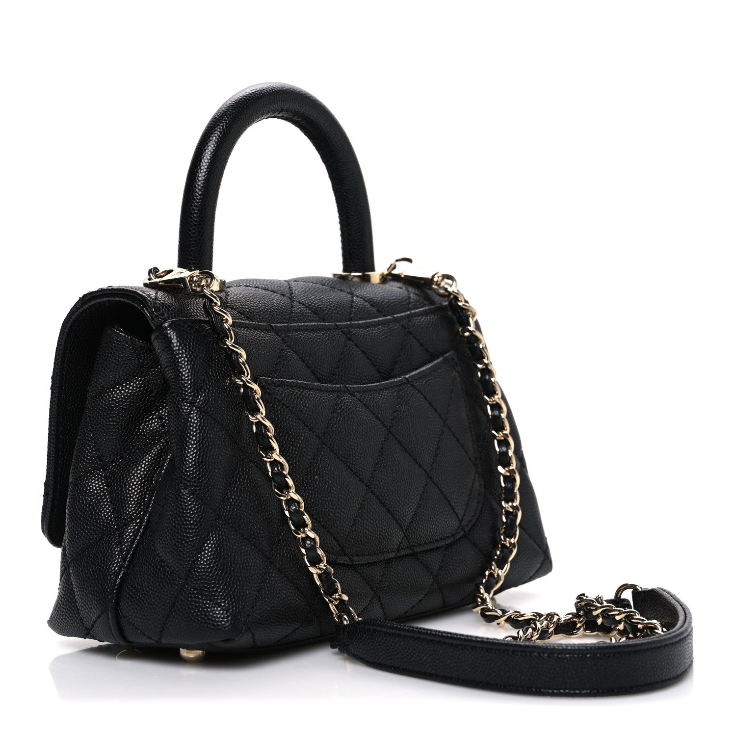 Caviar Quilted Extra Mini Coco Handle Flap Black