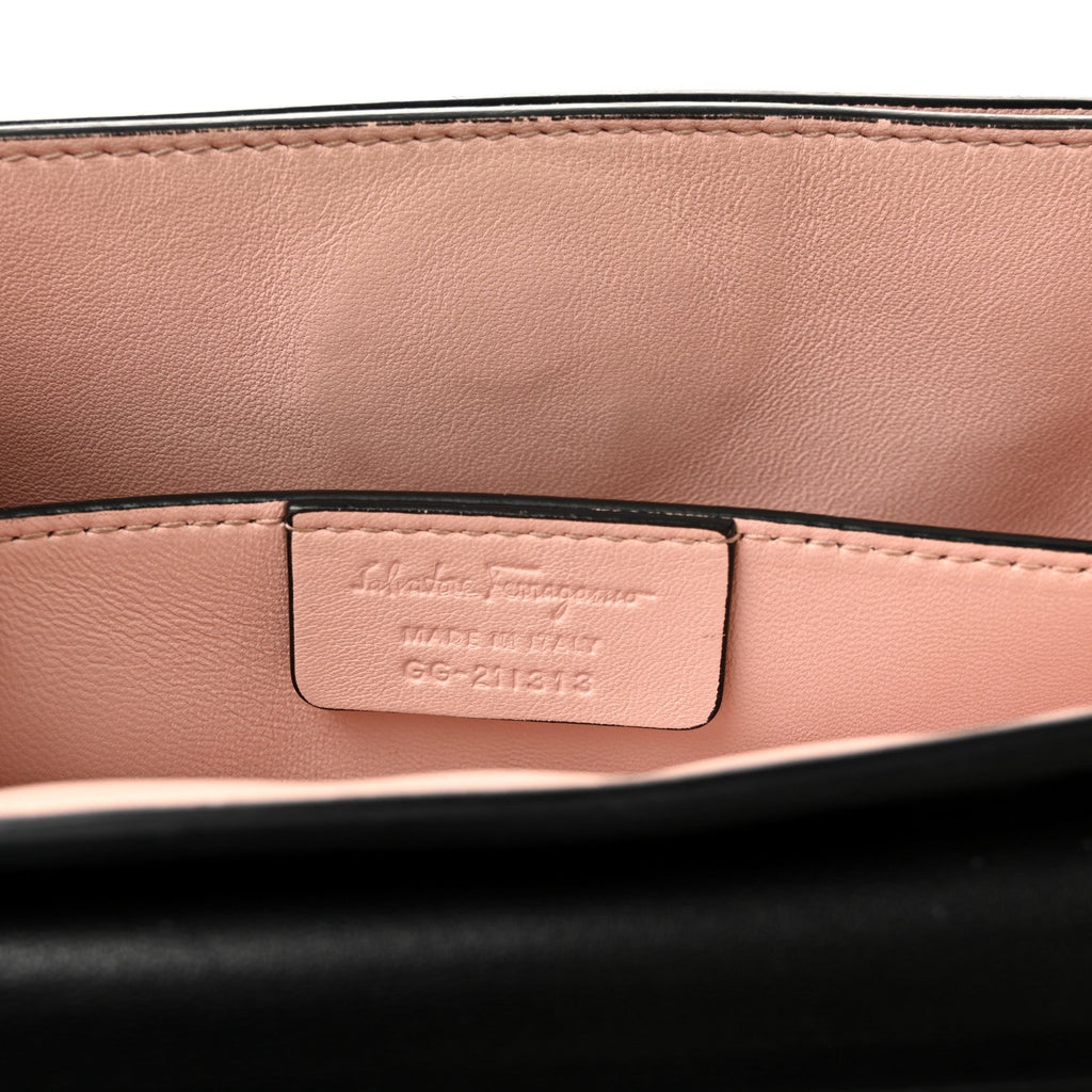 Calfskin Embossed Medium Margot Top Handle Satchel Black