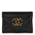 Lambskin Quilted Chanel 19  Holder Black