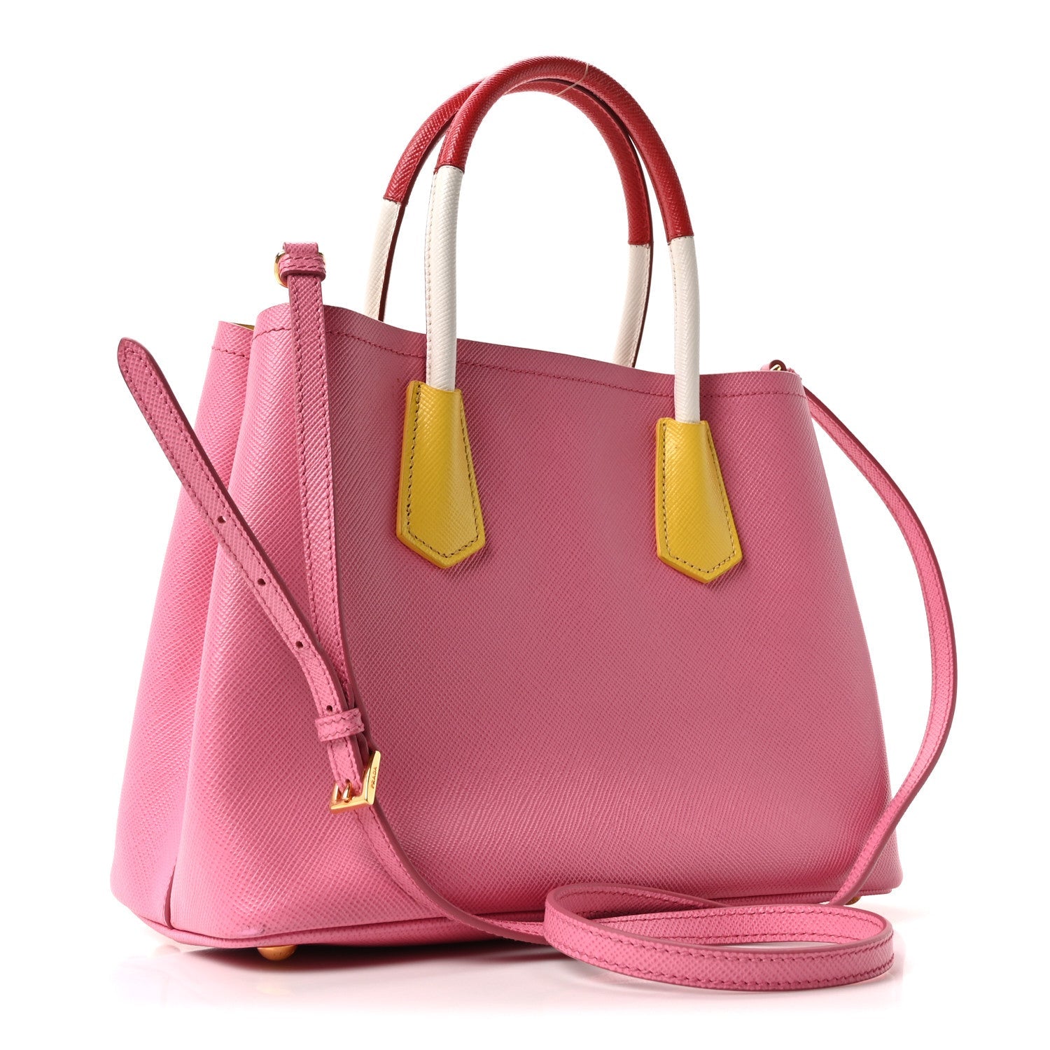 Saffiano Cuir Small Bi-Color Double Bag Begonia Sole