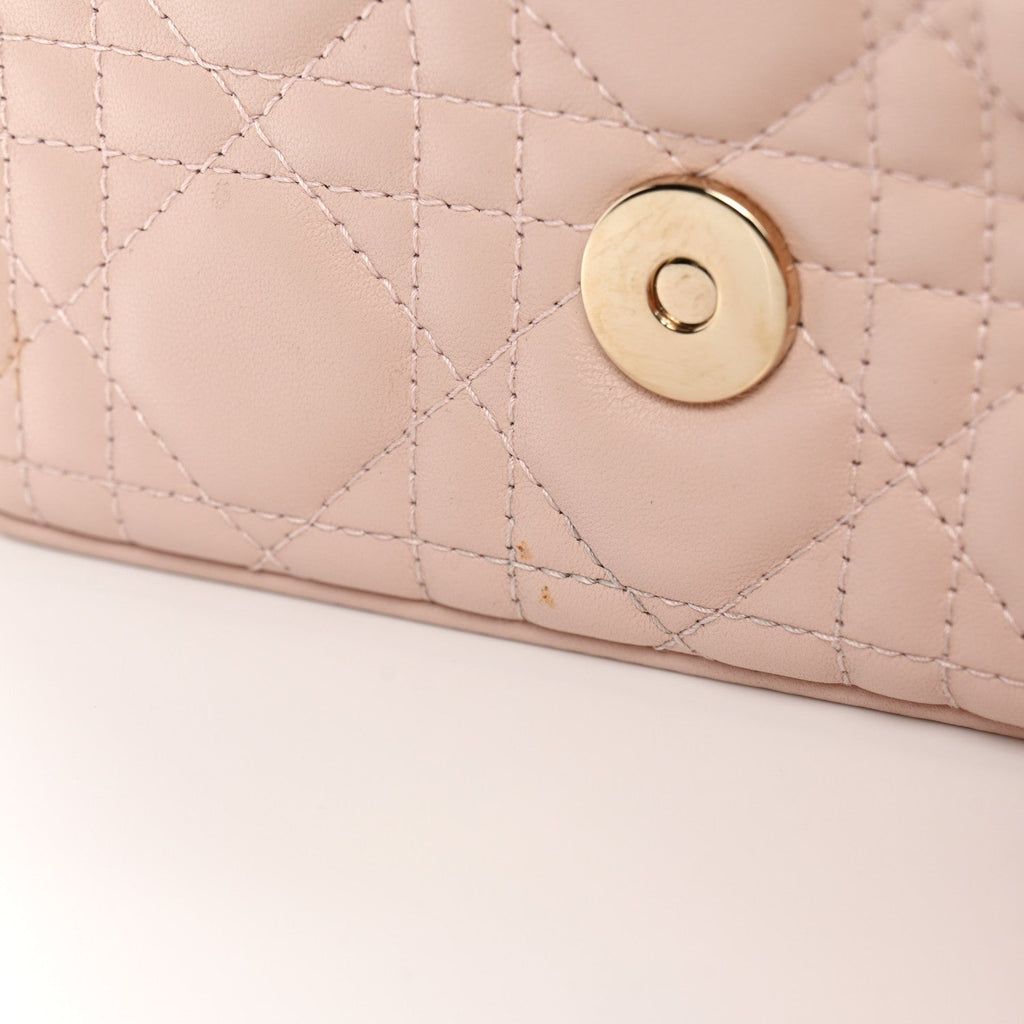 Lambskin Cannage Dior Talk Phone Pouch Rose Poudre