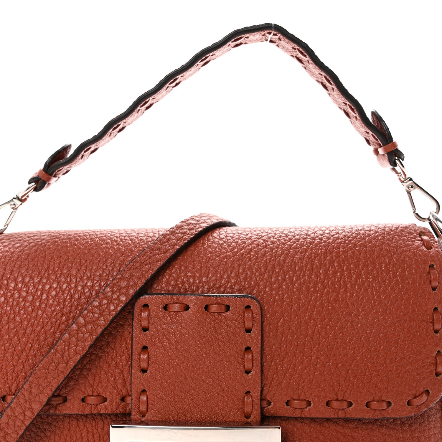 Cuoio Romano Selleria Macro Stitchings Mini Baguette Sienna