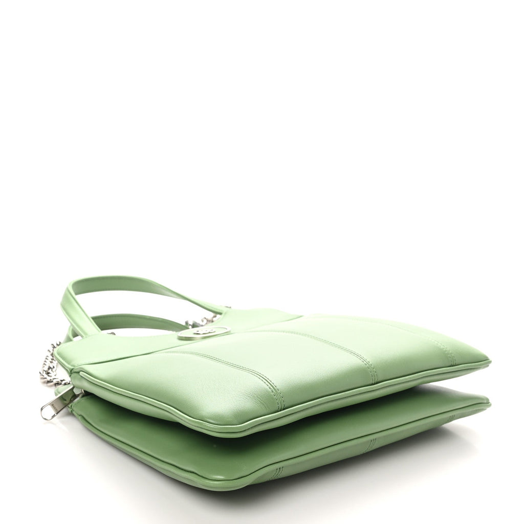 Senna Calfskin Petite GG Small Tote Bag Green Soil Grass