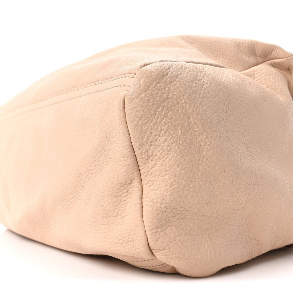Bubble Calfskin Studded Pandora Light Beige