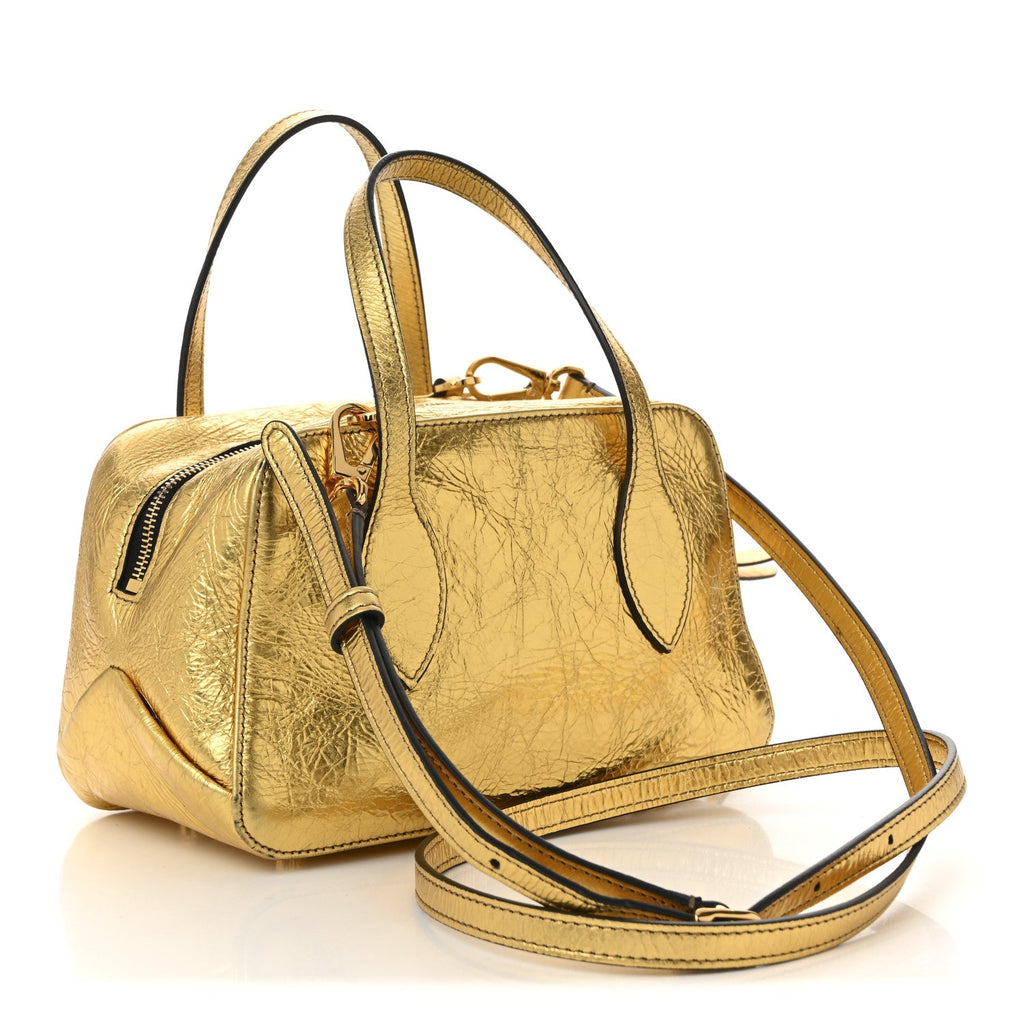 Metallic Calfskin Small Maeve Bag Gold