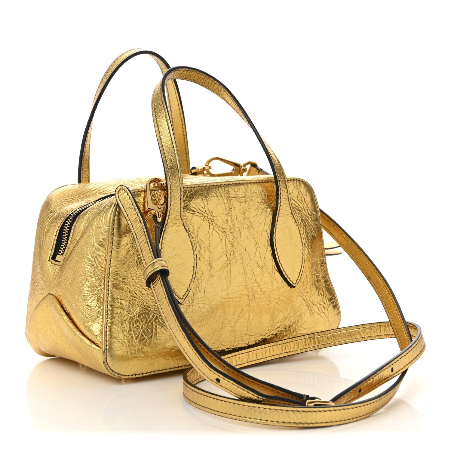 Metallic Calfskin Small Maeve Bag Gold