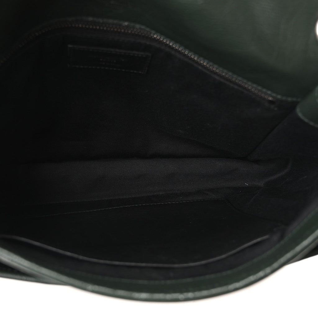 Crinkled Calfskin Matelasse Monogram Medium Niki Chain Satchel Dark Green