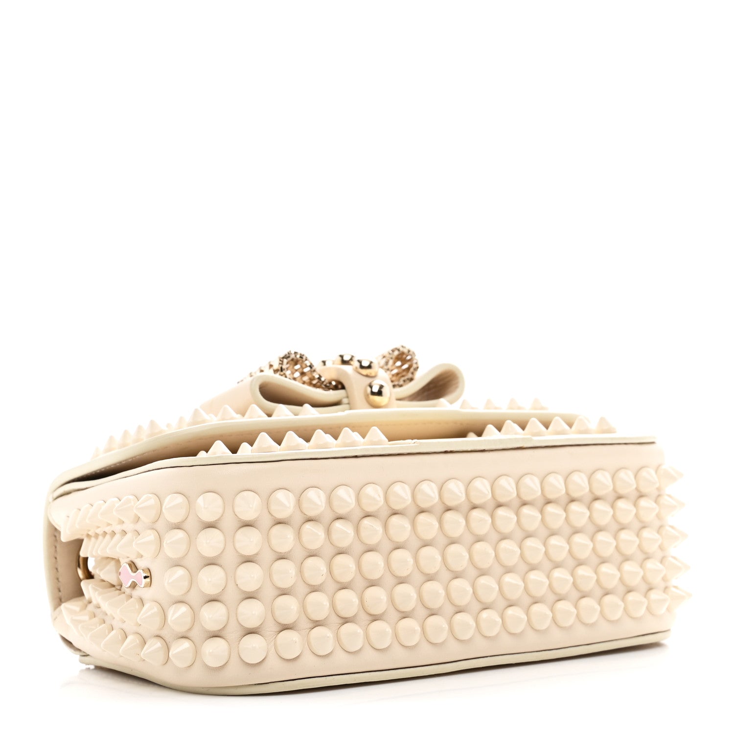 Calfskin Spikes Sweety Charity Shoulder Bag Beige