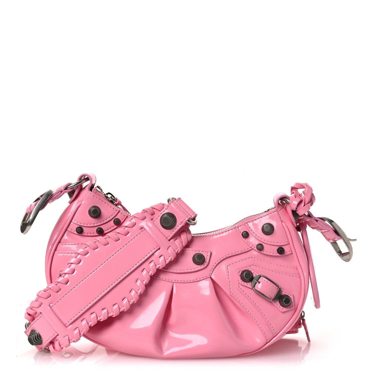 Patent Faux Leather Le Cagole Shoulder Bag XS Sweet Pink