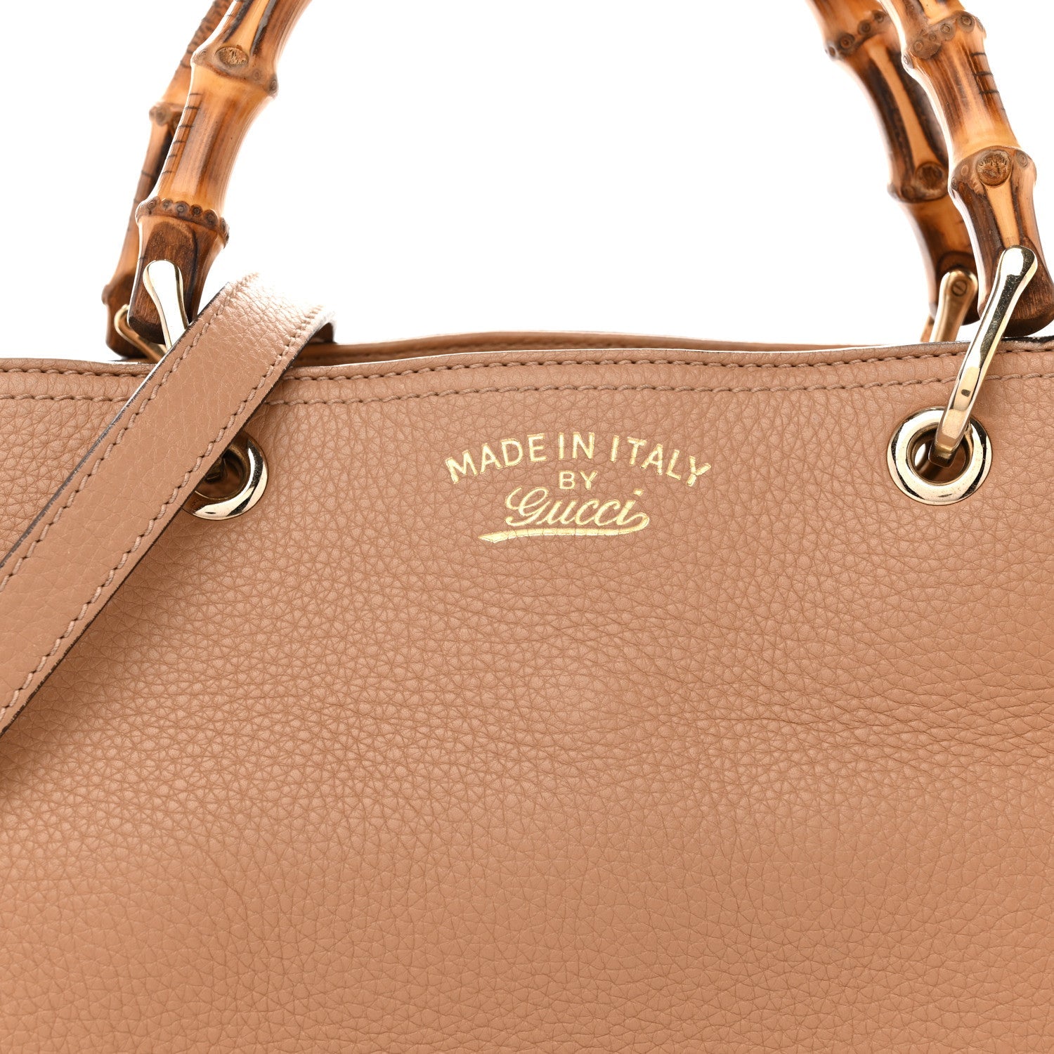 Pebbled Calfskin Medium Bamboo Shopper Tote Camelia