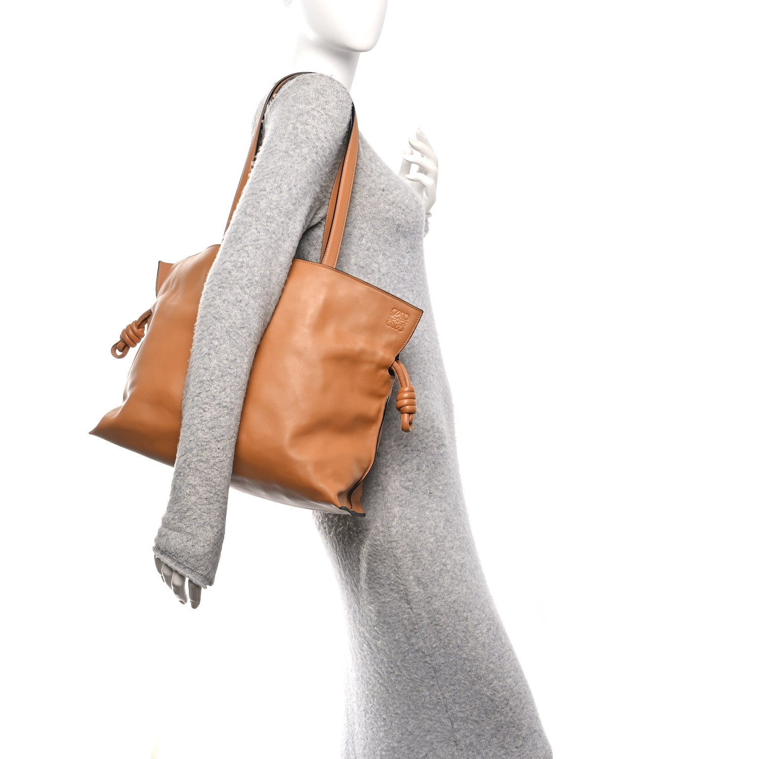 Calfskin Large Flamenco Knot Bag Warm Desert