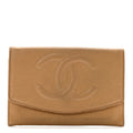 Caviar Timeless CC Compact Flap Wallet Beige