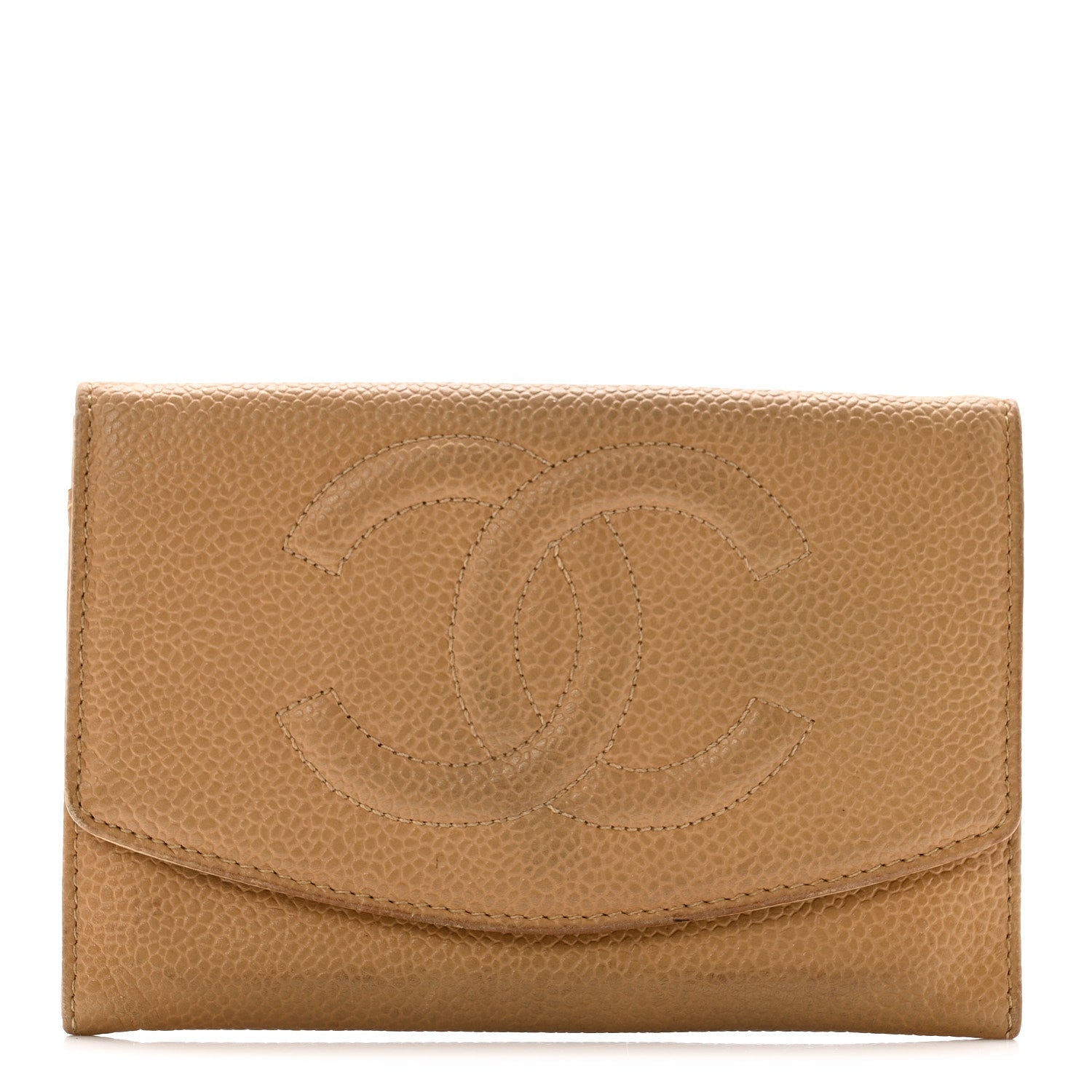 Caviar Timeless CC Compact Flap Wallet Beige