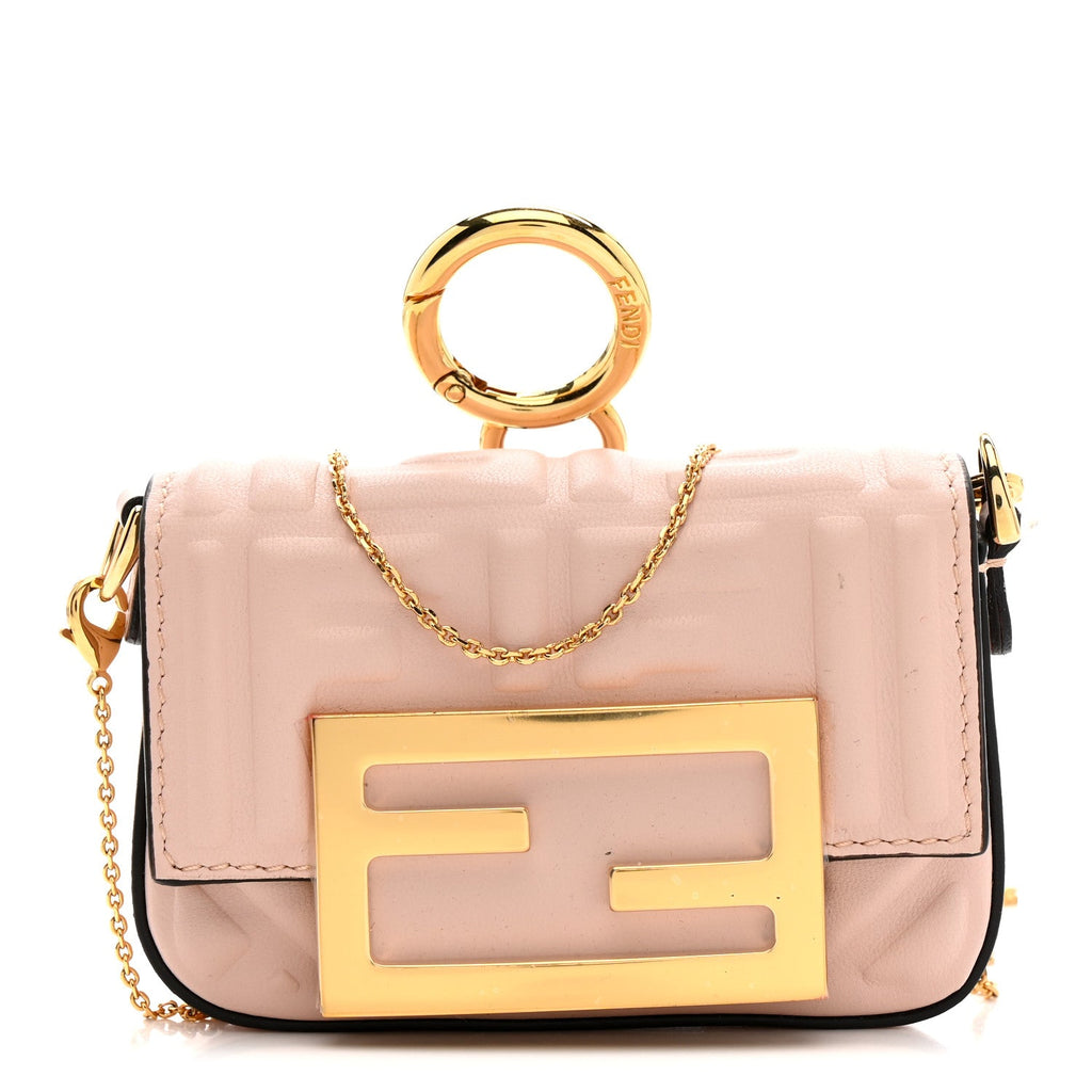 Nappa Matisse FF Embossed Nano Maxi Buckle Baguette Charm Rosa Quarzo