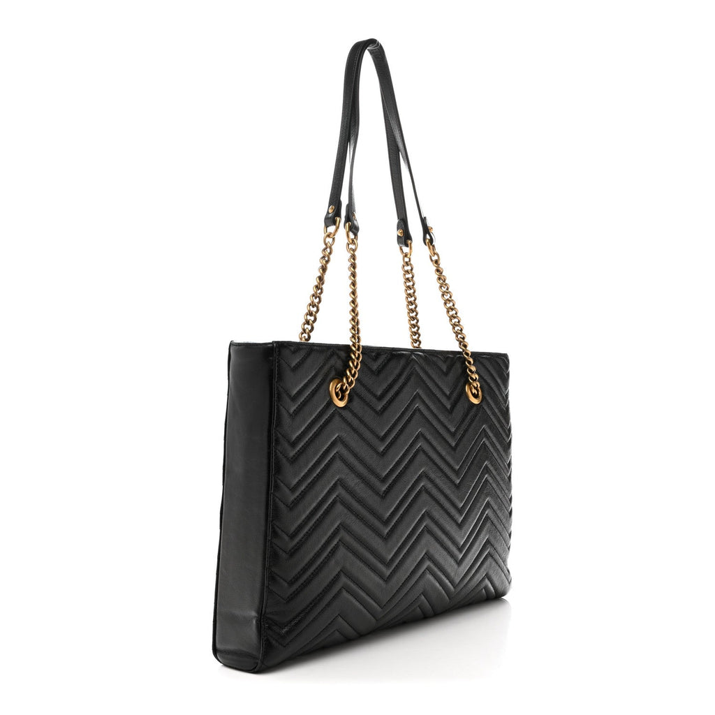 Vintage Calfskin Matelasse Medium GG Marmont Slim Tote Black