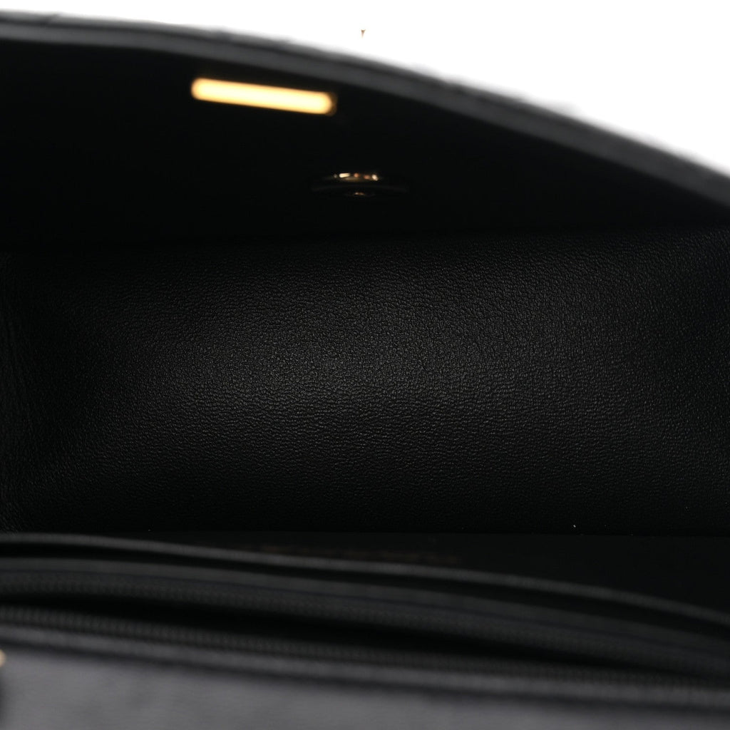Lambskin Quilted Mini Square Flap Black