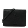 Grained Calfskin Embossed Medusa Flap Bag Black