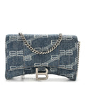 Denim BB Monogram Hourglass Chain Bag Blue