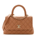 Caviar Quilted Mini Coco Handle Flap Brown