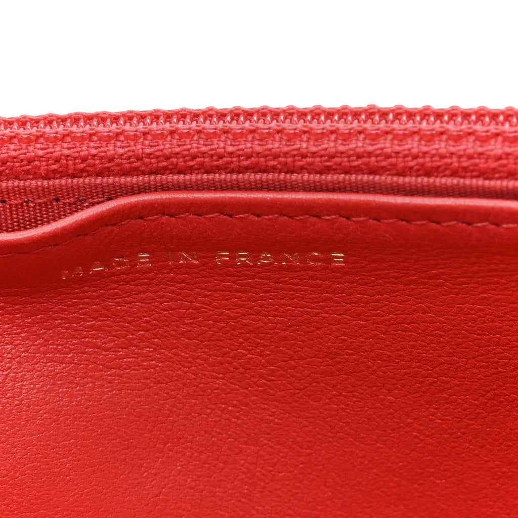 Lambskin Quilted Boy Wallet On Chain WOC Red