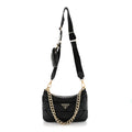 Nappa Re-Nylon Triangle Quilted Patchwork System Shoulder Bag Black