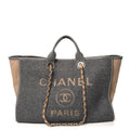 Wool Felt Large Deauville Tote Grey Beige