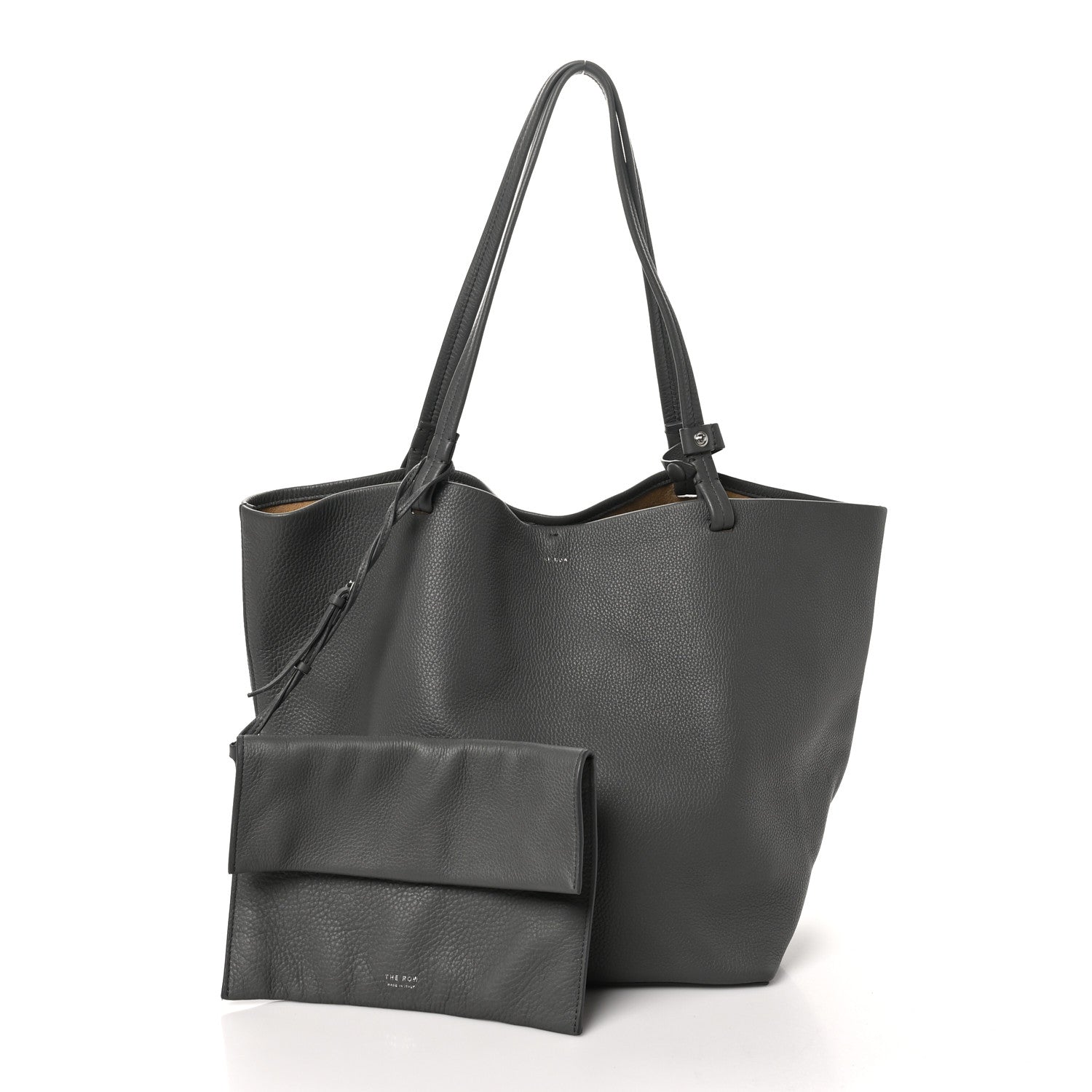 Grained Calfskin Park Tote Three Charcoal