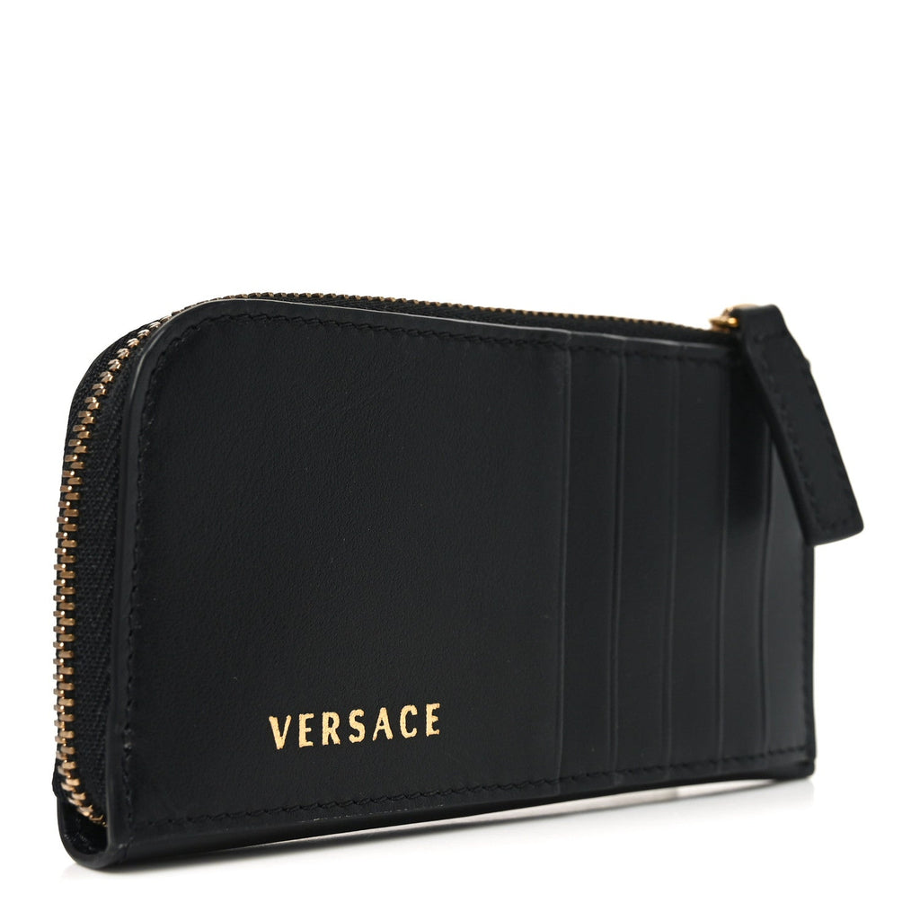 Nappa La Medusa Studded Zip Pouch  Holder Black