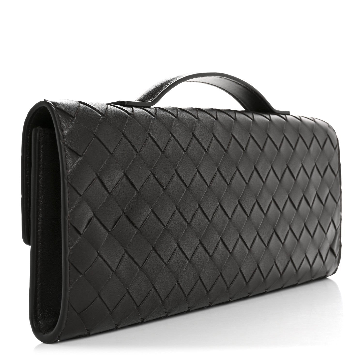 Nappa Intrecciato Long Andiamo Top Handle Clutch Fondant