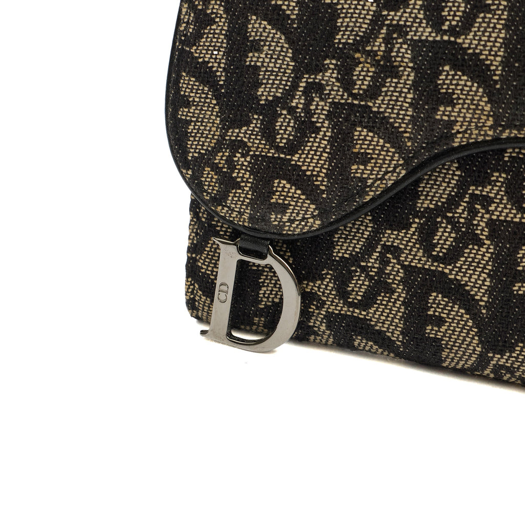 Christian Dior Wallet Saddle Coin Purse in Blue, Dior Oblique Embroidery