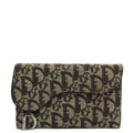 Christian Dior Wallet Saddle Coin Purse in Blue, Dior Oblique Embroidery