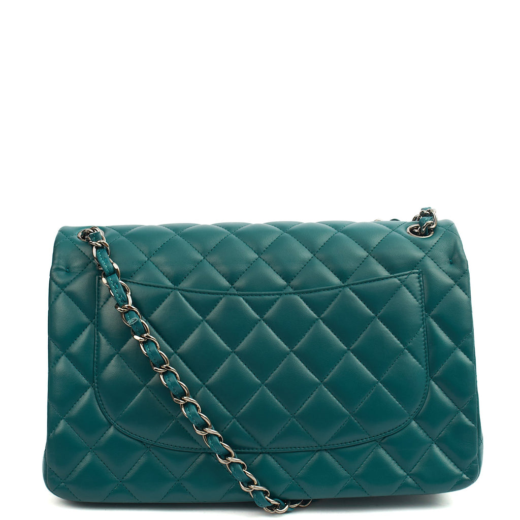 Chanel Shoulder Bag Classic Double Flap - Large in Blue, Lambskin Leather