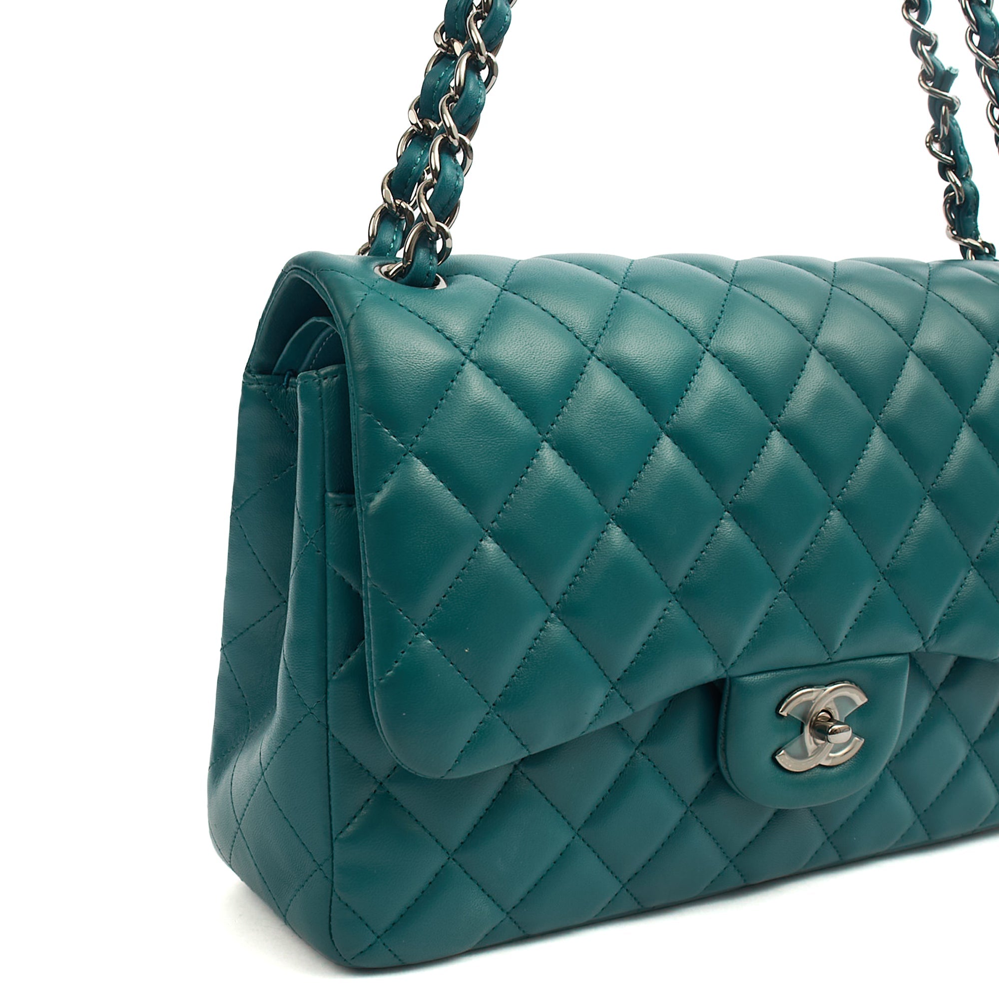 Chanel Shoulder Bag Classic Double Flap - Large in Blue, Lambskin Leather